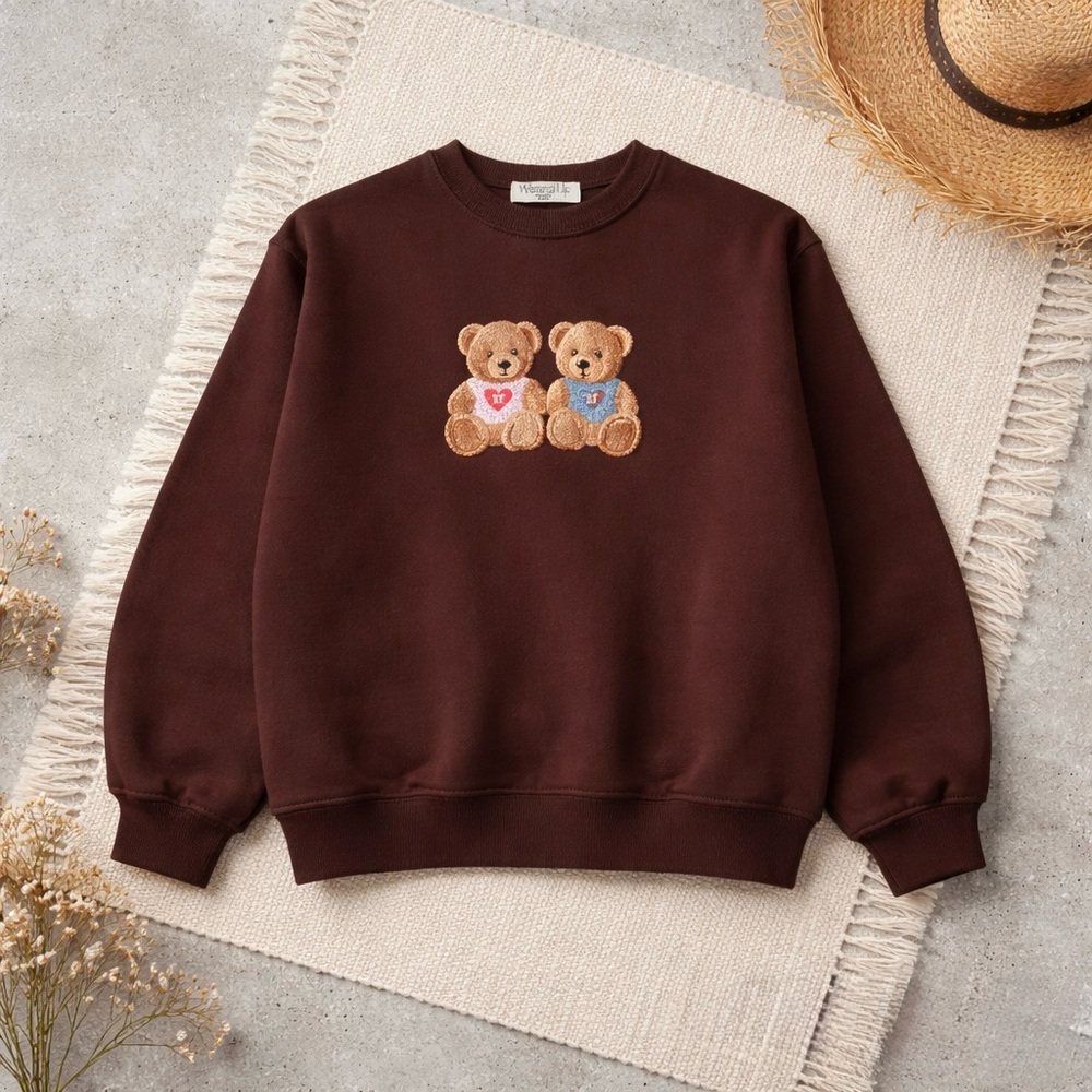 Wound Up Women’s Chocolate Brown Teddy Bear Sweatshirt Size XS